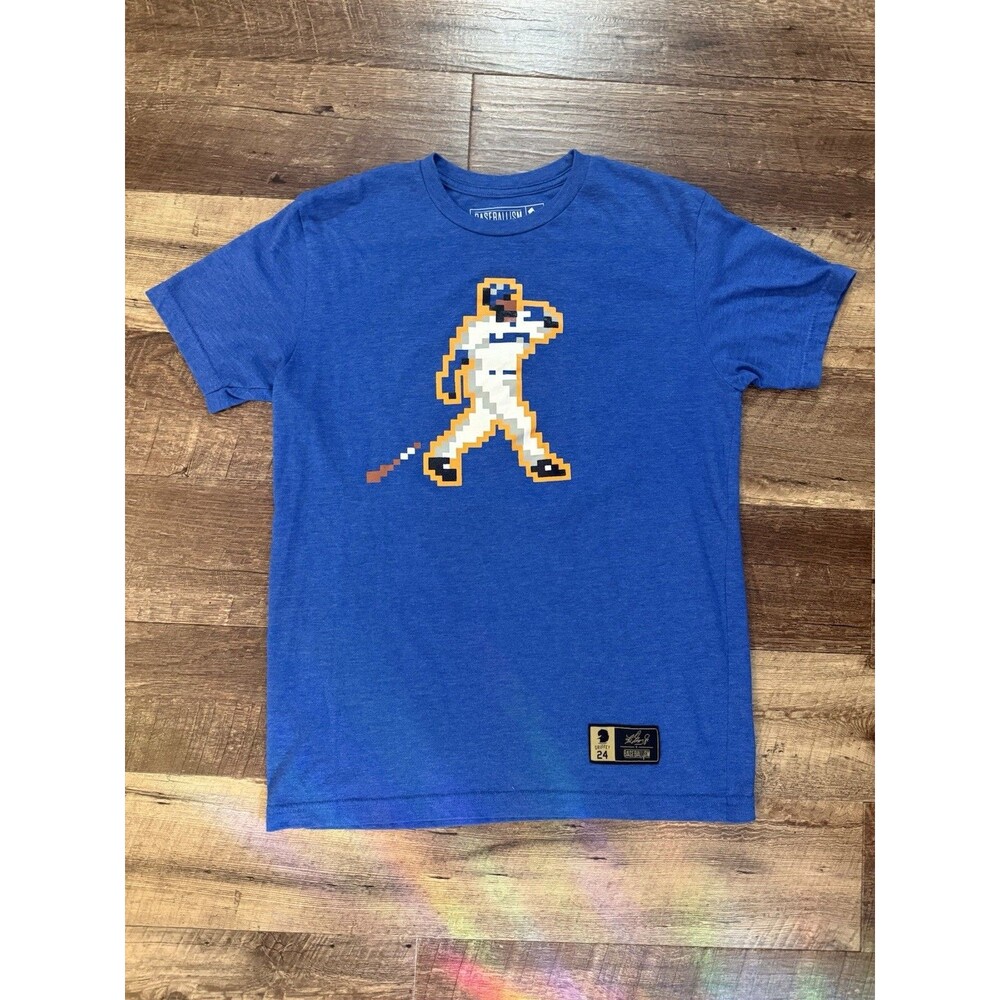 Baseballism Ken Griffey Jr 8-Bit Pixel Art T-Shirt Mens Medium Blue Heather Tee